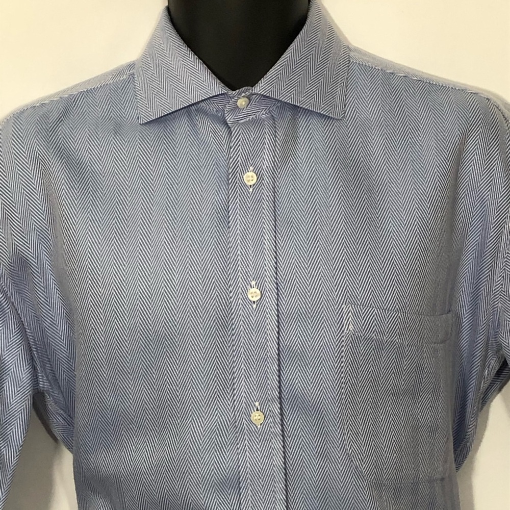 LOMBARDINI FIRENZE chevron stripes luxury shirt - Picture 2 of 9